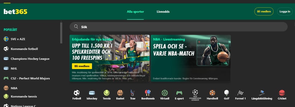 Bet365 Casino hemsida