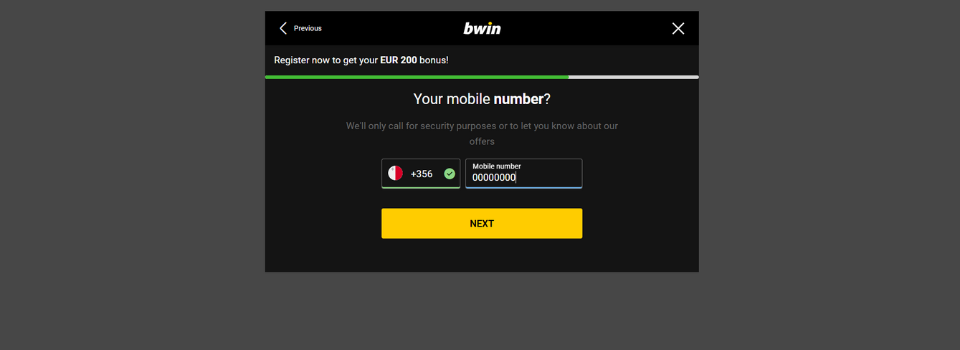 Ange mobilnummer hos Bwin Casino