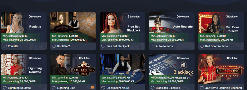 Bilder på livespel hos Frank Casino