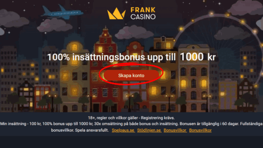 Skapa ett konto hos Frank Casino