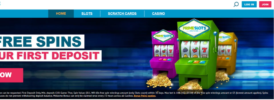 Prime Slots Casino startsida