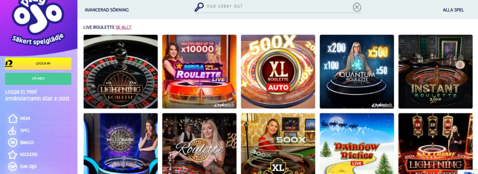 PlayOJO live casinospel