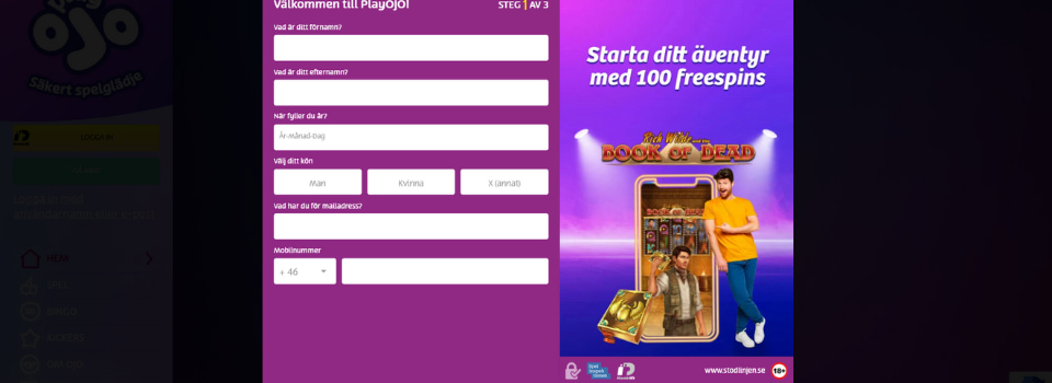 PlayOJO Casino registrering