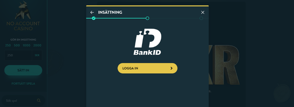 BankID signering hos No Account Casino