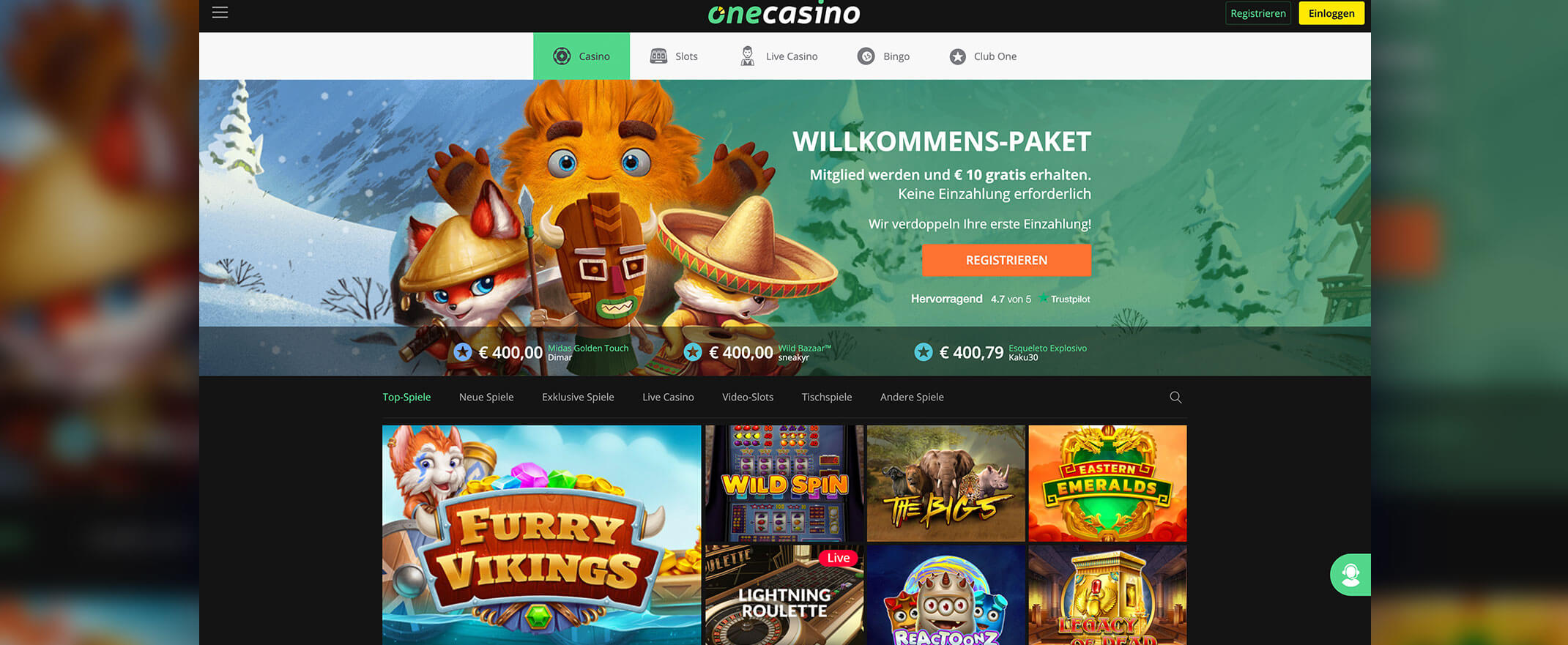 Das Willkommensangebot von One Casino