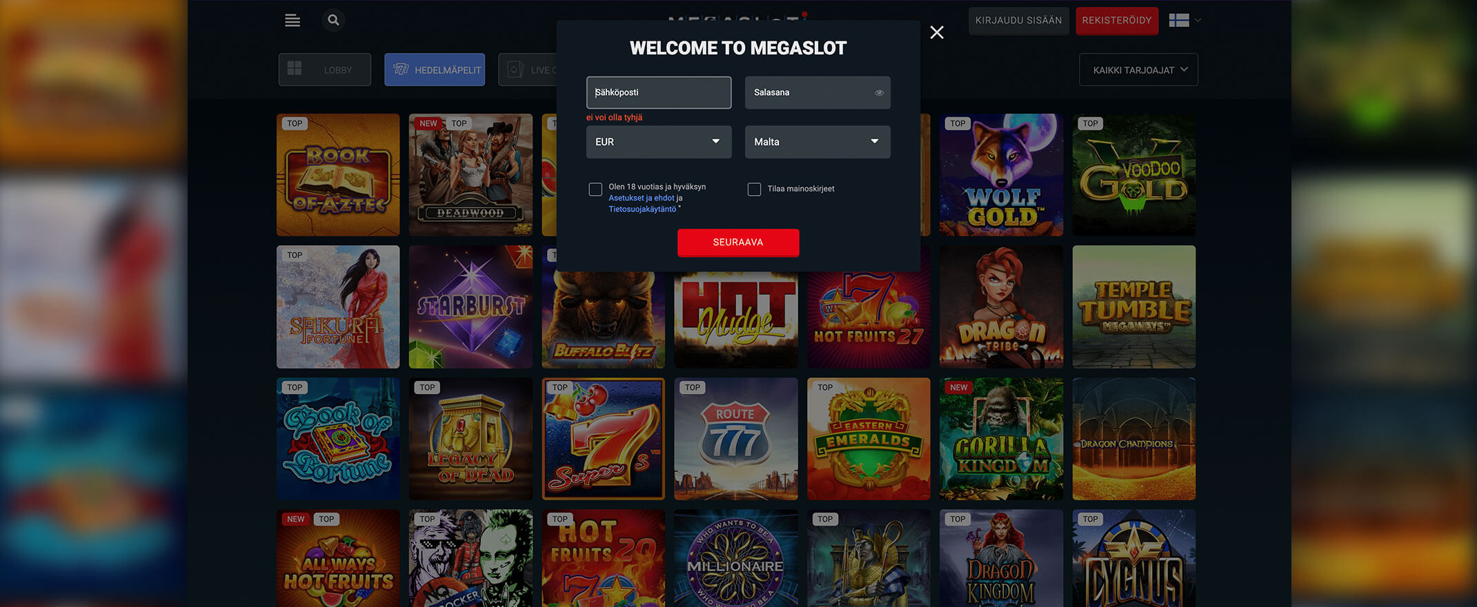 Megaslot kasinolle rekisteröityminen