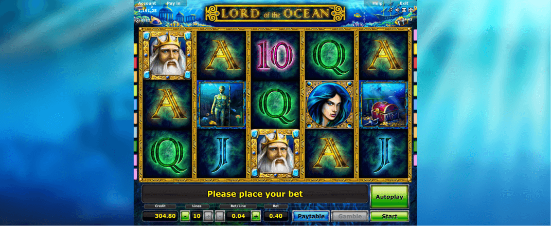 Lord of the Ocean Spielautomaten Bewertung, Walzen und Symbolen