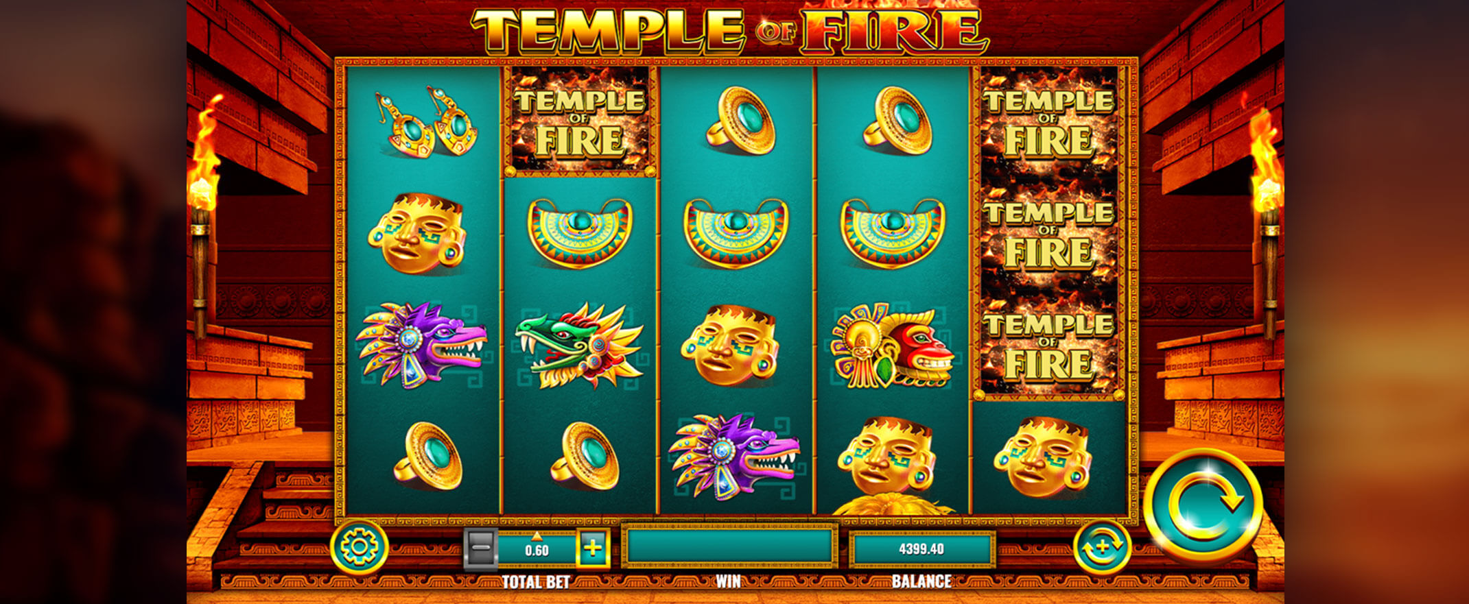 Temple of Fire slot screenshot of the reels