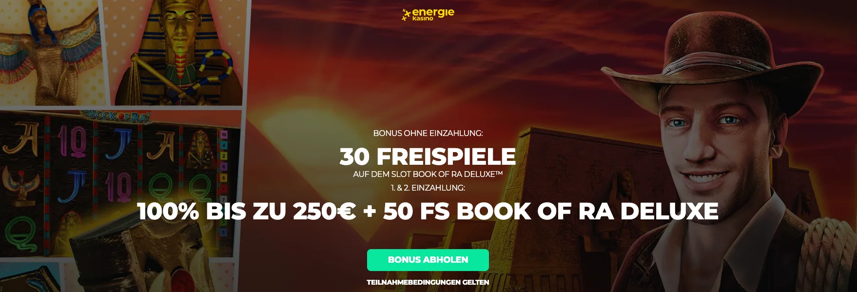 EnergieKasino 30 Freispiele ohne Einzahlung für Book of Ra