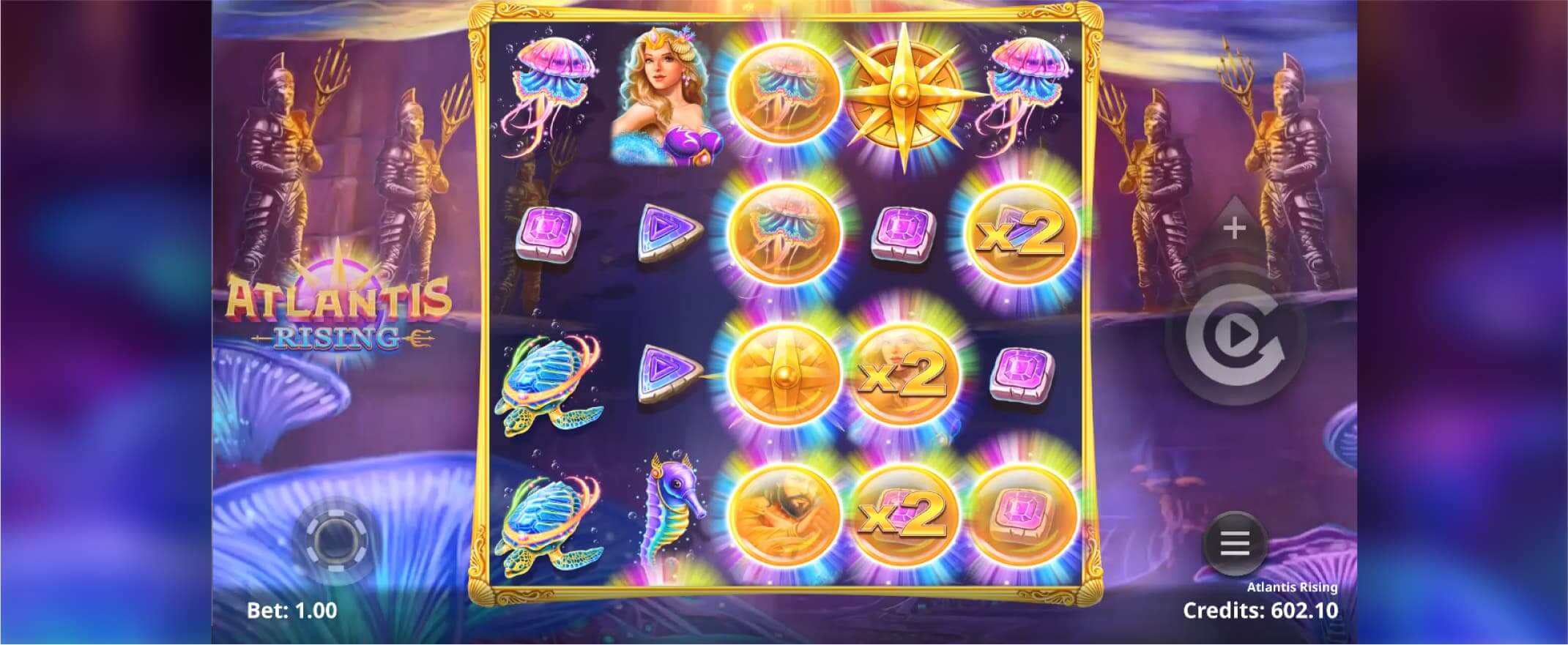 Atlantis Rising slot screenshot of the reels
