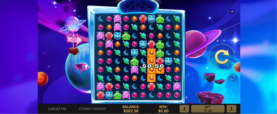 Cosmic Voyager slot screenshot of the reels