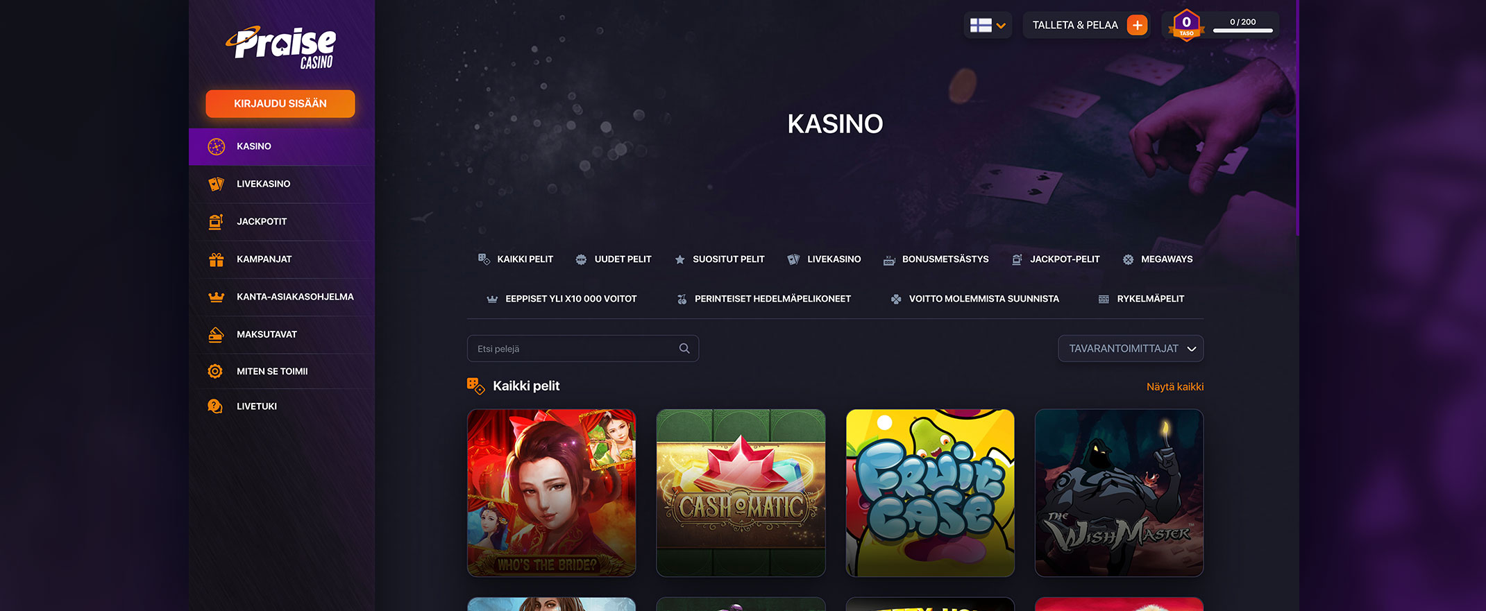 Praise Casino arvostelu, kuvankaappaus peliaulasta