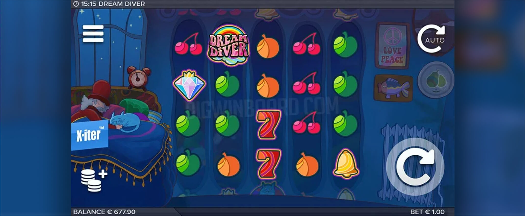 Dream Diver slot screenshot of the reels