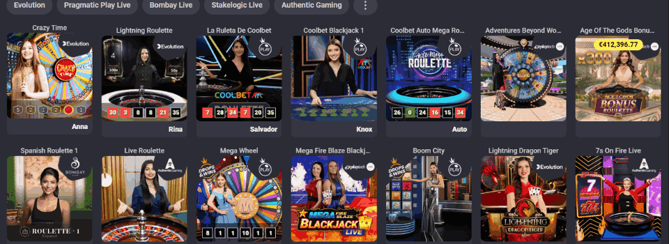 Coolbet live casino spel