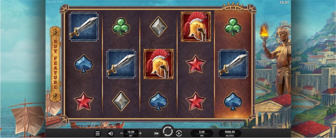 Helios Fury slot screenshot of the reels