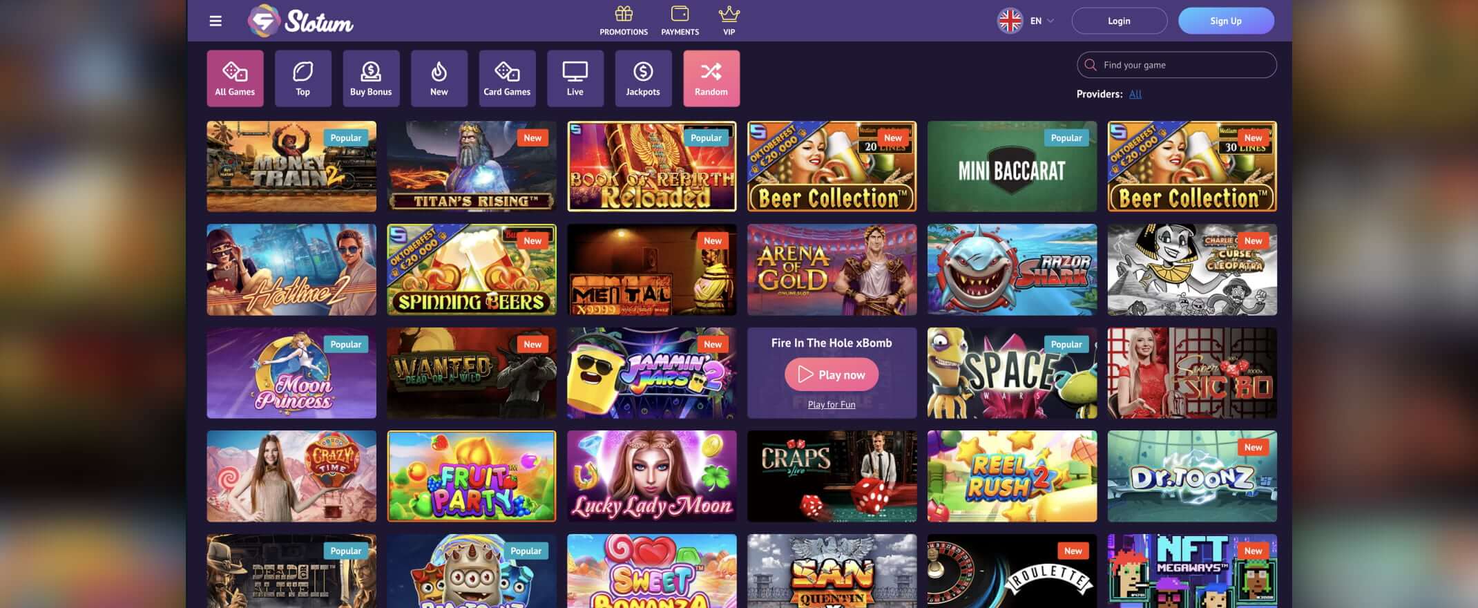 Slotum Casino screenshot of the games