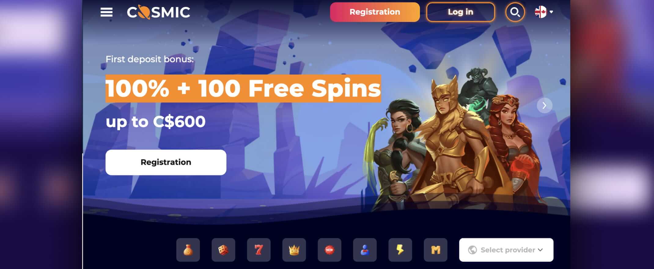 CosmicSlot Casino homepage screenshot