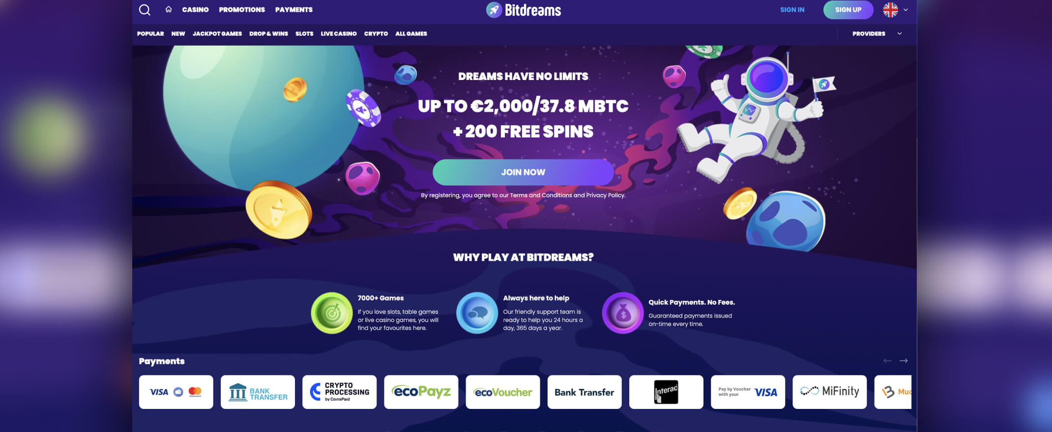 BitDreams screenshot of homepage