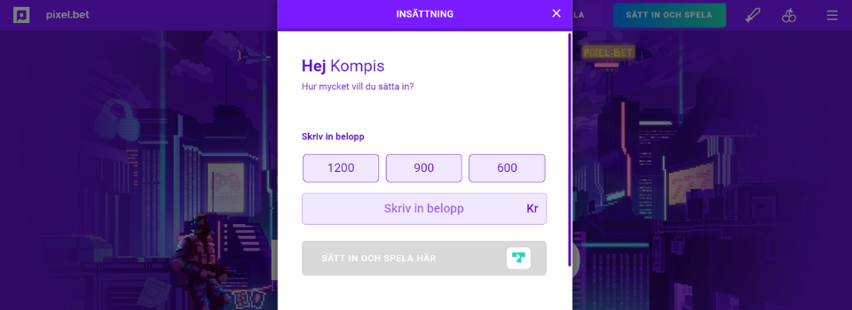 Pixelbet registreringsfält