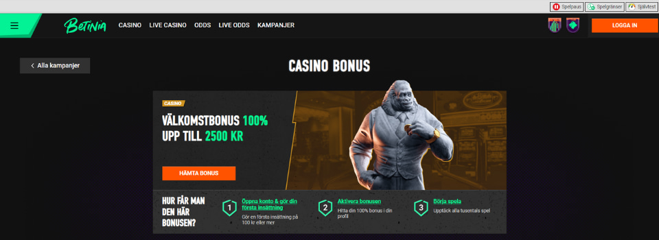 Betinia casino insättningsbonus