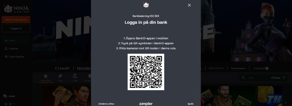 QR-kod verifiering hos Ninja Casino