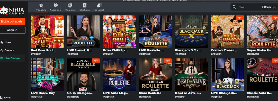 Ninja live casinospel