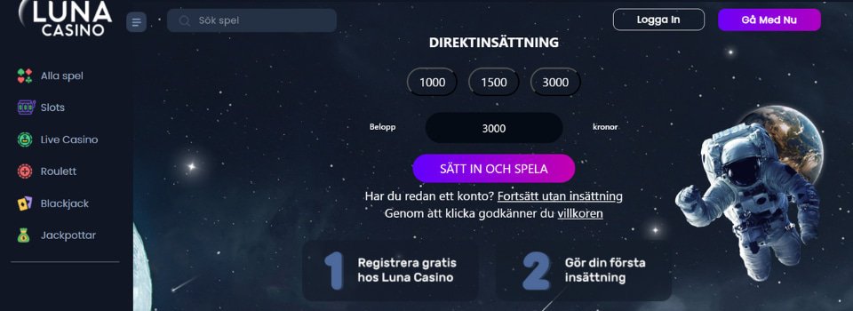 Luna Casino startsida