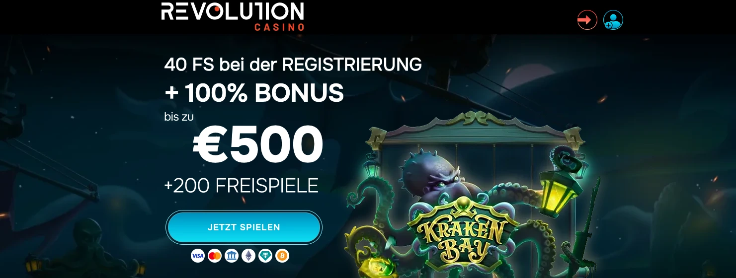 Revolution Casino 40 Freispiele ohne Einzahlung