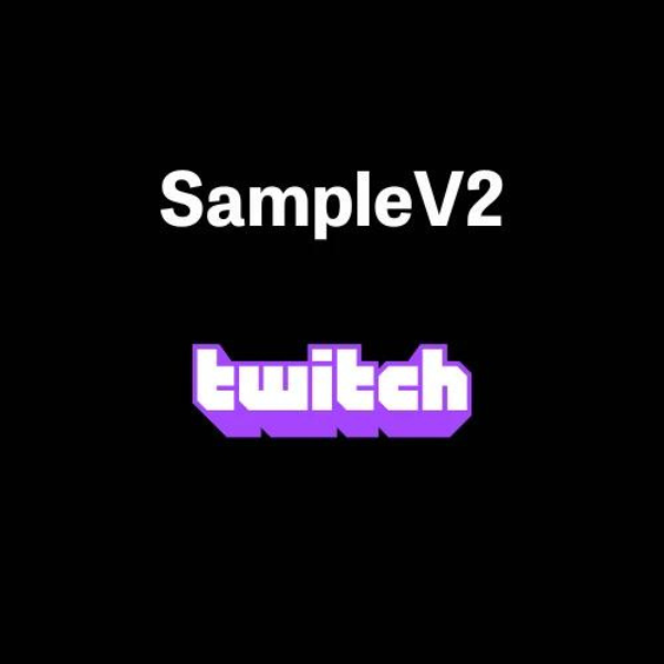 SampleV2 text och Twitch logga