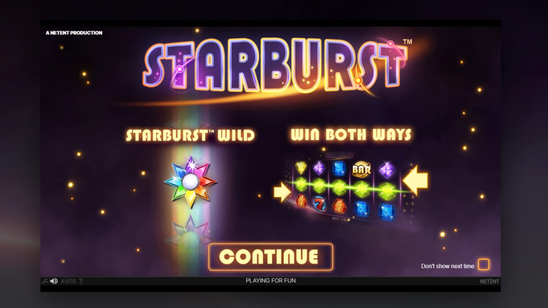 Starburst slot intro