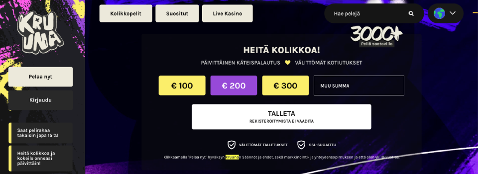 kruuna casino etusivun pay n play mahdollisuudet