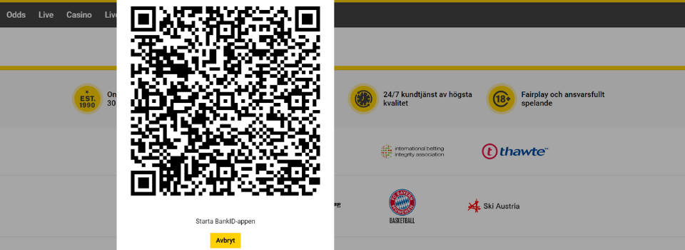 Interwetten Casino QR-kod verifiering