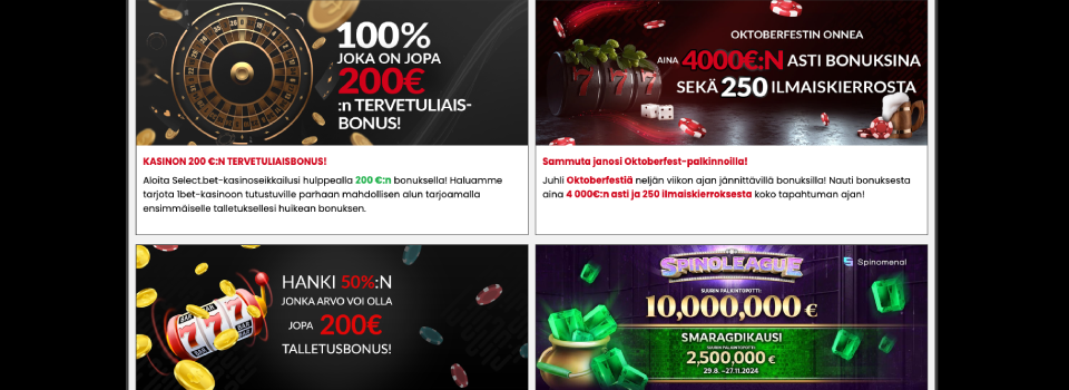 select.bet casino kasinobonukset