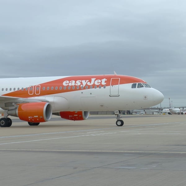 An EasyJet plane on a tarmac runway