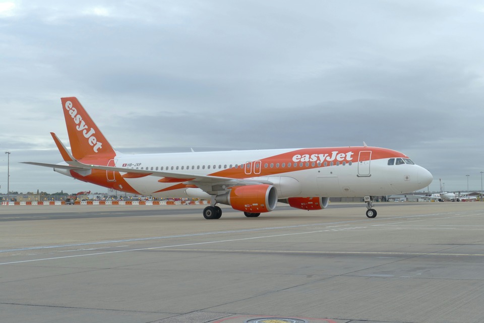 An EasyJet plane on a tarmac runway