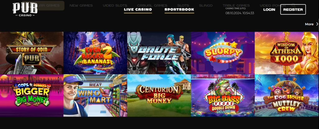 pub casino games screenshot