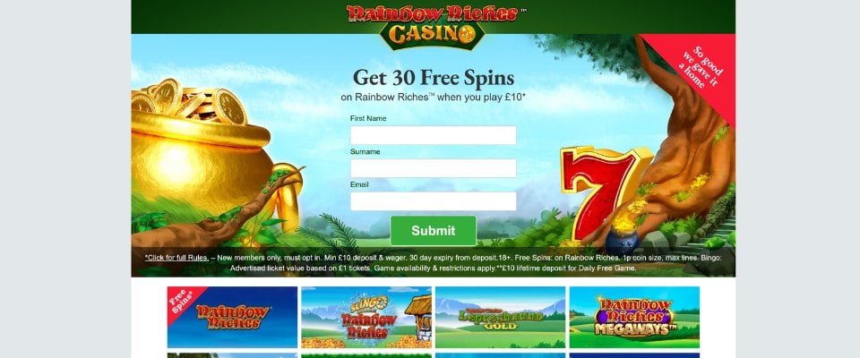 Rainbow riches casino home page