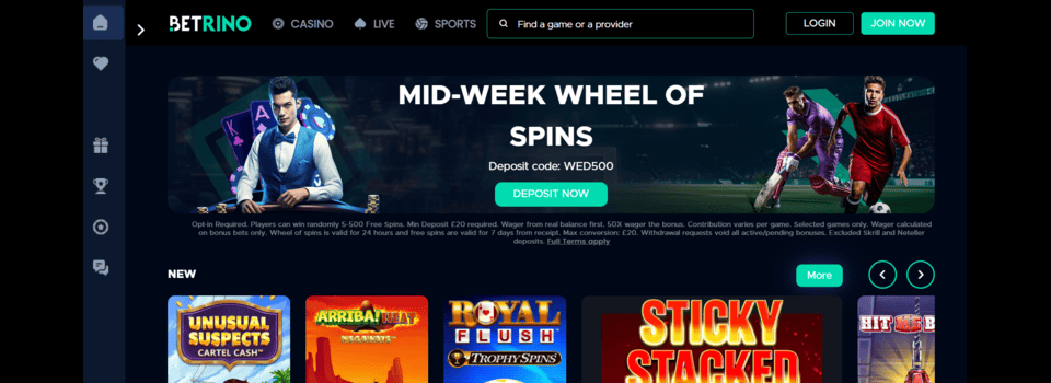 Betrino Casino Homepage screenshot