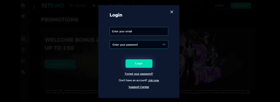 Betrino Login Screenshot