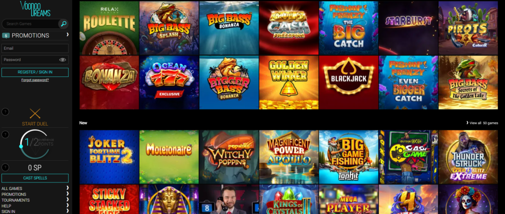 voodo dreams casino games screenshot