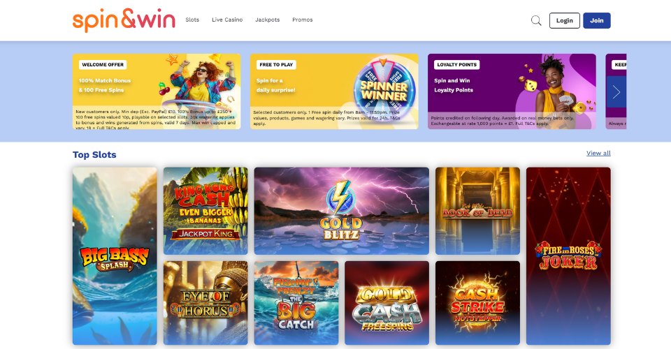 spin and win casino home page