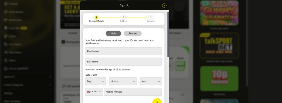 talksport bet sign up form
