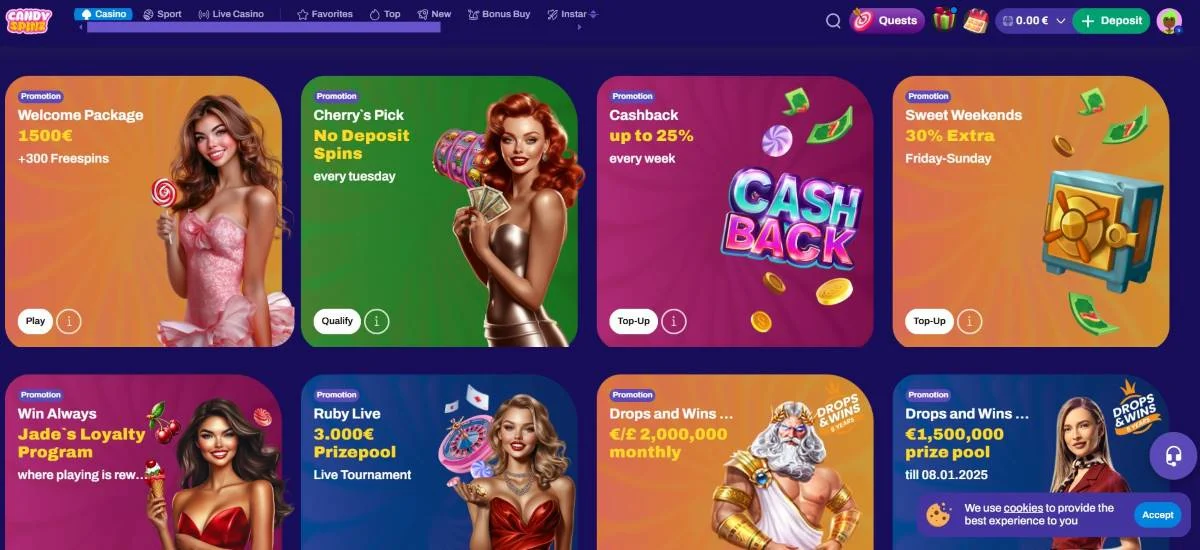 CandySpinz Casino Willkommenspaket