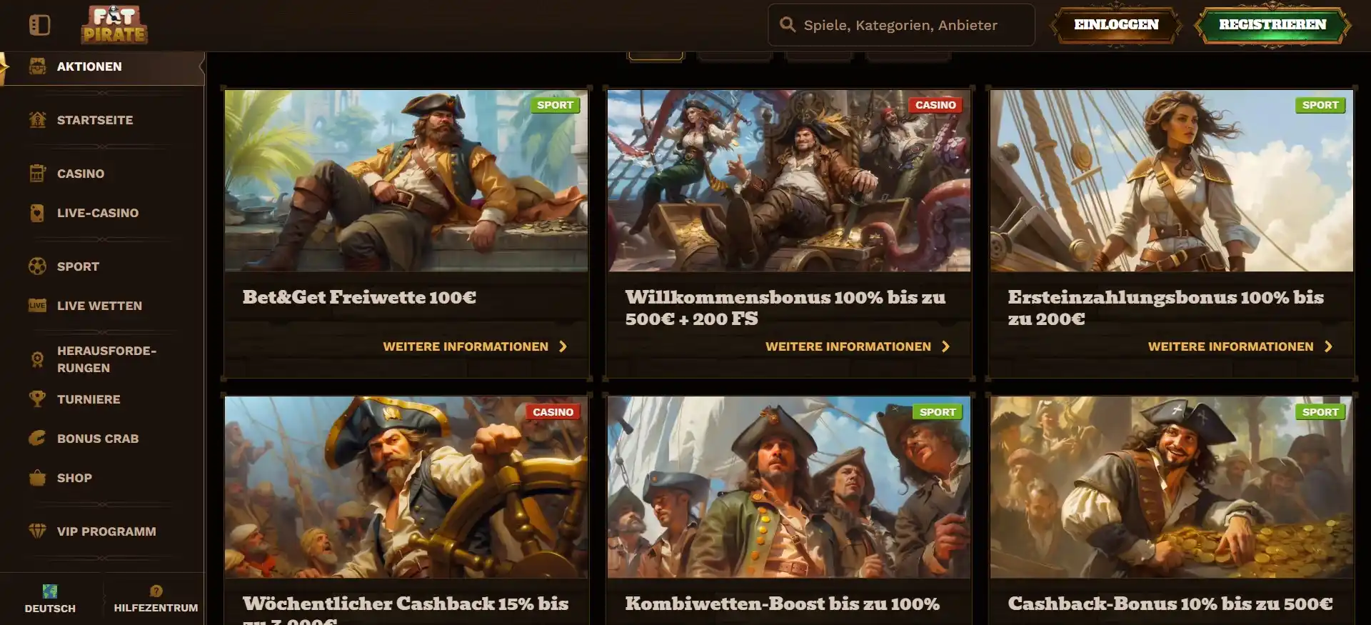 FatPirate Casino Willkommensbonus 