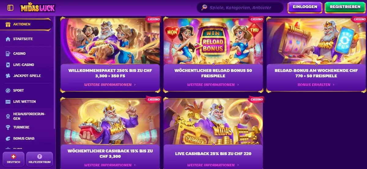 MidasLuck Casino Willkommenspaket