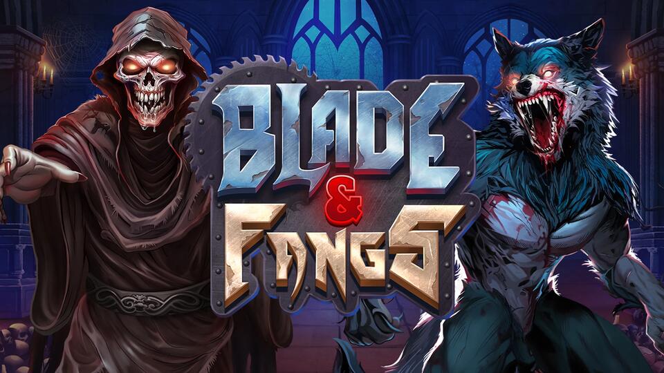 Blades and fangs logo with a grim reaper and werewolf