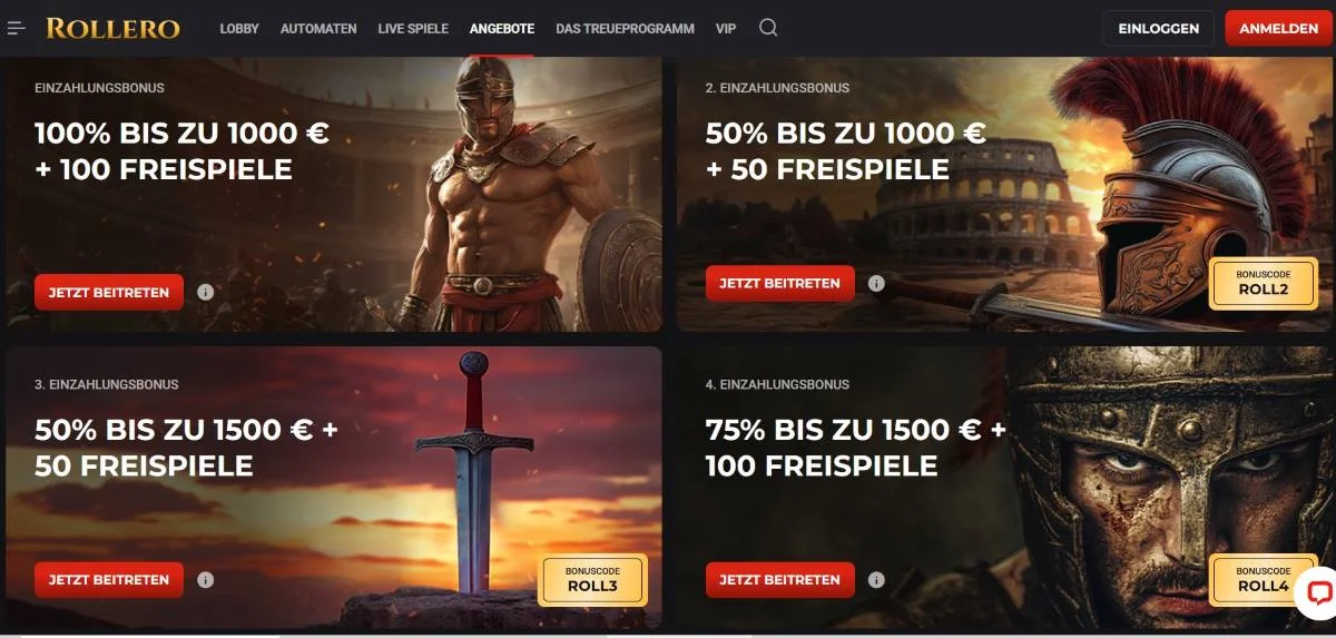 Rollero Casino Willkommenspaket