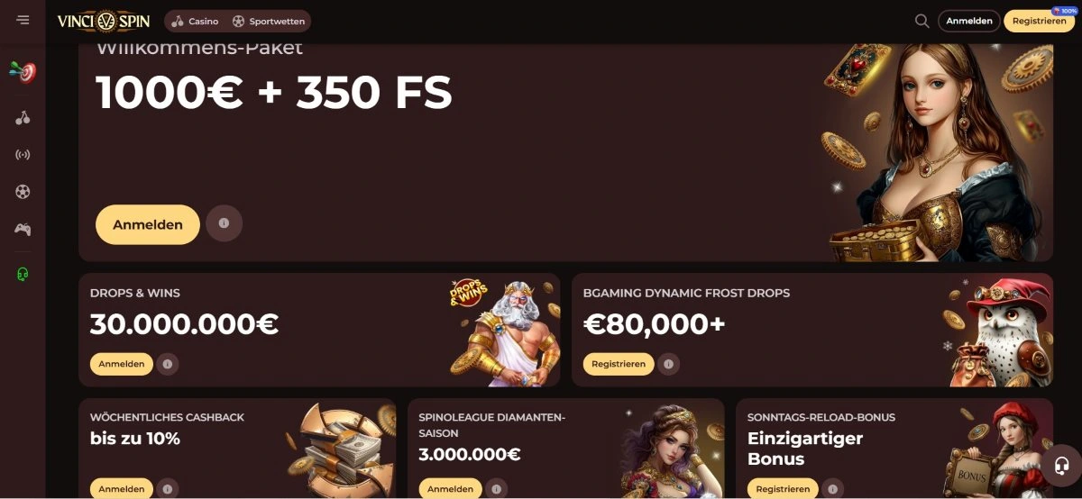 VinciSpin Casino Willkommensbonus