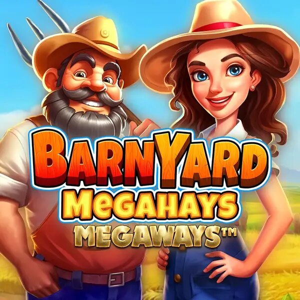 Barnyard Megahays Megaways square image showing main characters and logo