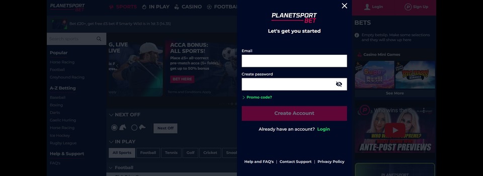 planetsportbet signup